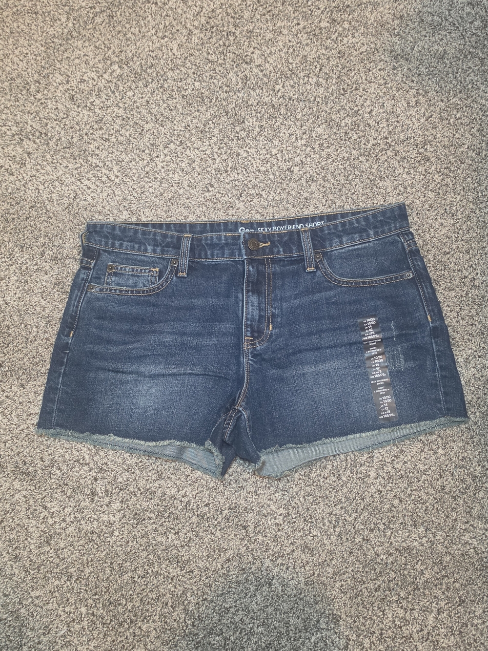 GAP Dark Blue Denim Boyfriend Shorts with Frayed Hem